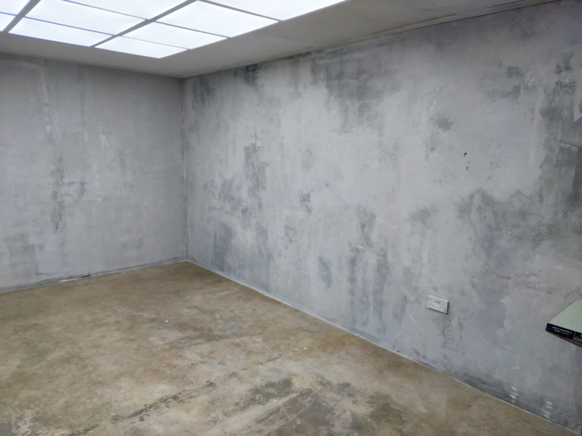 cement wall and polished concrete floor 